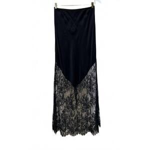 NEW MINT EXCLUSIVES women's viscose maxi skirt with lace hem in black